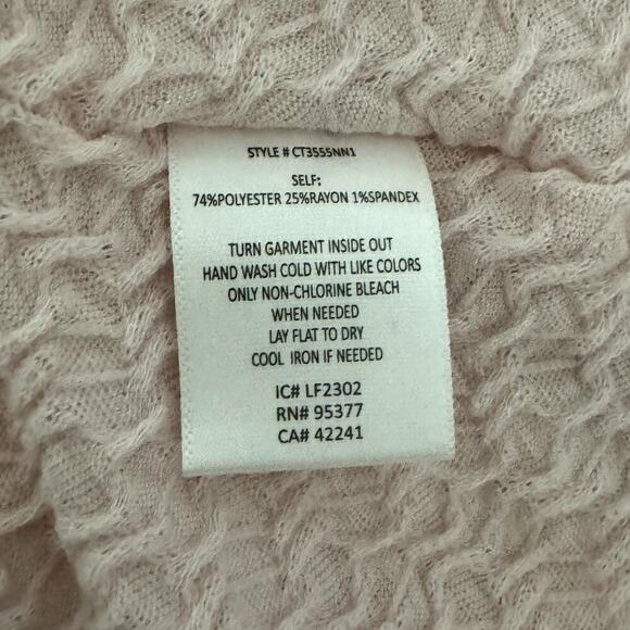 SANCTUARY Textured Knit Lettuce Edge Long Sleeve Tee Top Light Pink NWT XL - Picture 8 of 8